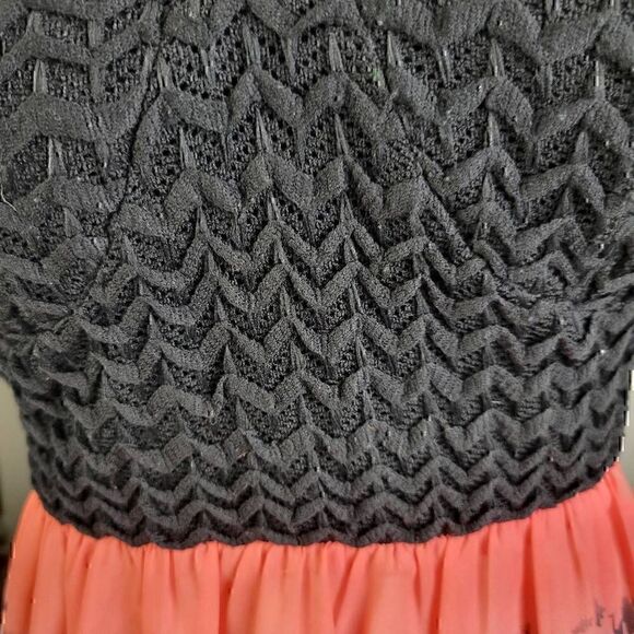 Trixxi Black Sweetheart Stretch Knit Bodice Flowy Sunset Skirt Open Back Dress - Picture 6 of 11